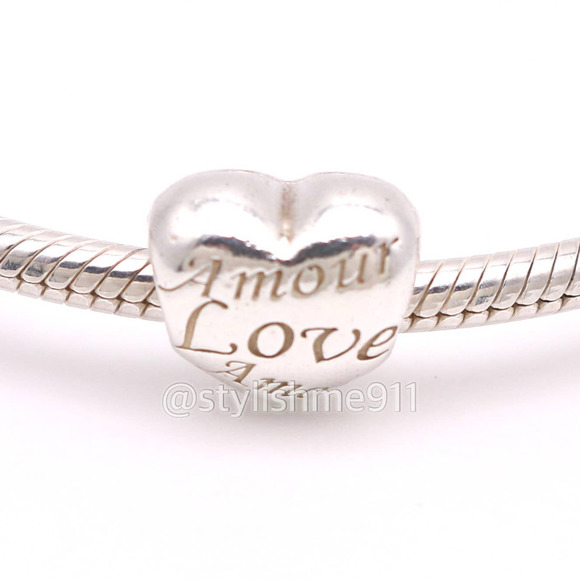 Pandora Jewelry Authentic Pandora Sterling Silver Love Amour Liebe Amore Kaerlighed Heart Charm Poshmark